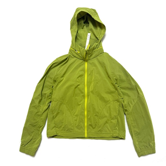 Lululemon sz 2 Lime Green Nylon Rain Jacket Amarillo Prescio Hooded Zip - Picture 3 of 7